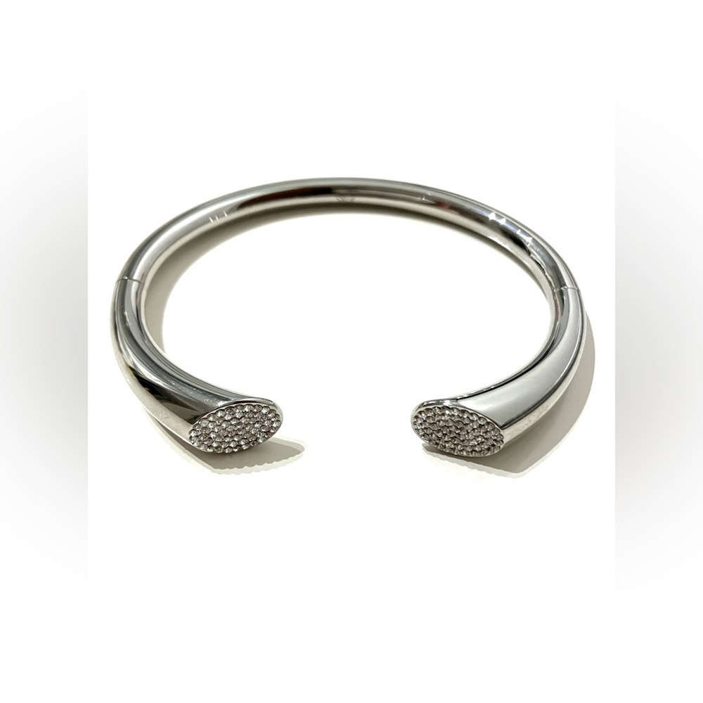 Calvin Klein Silver Tone Crystal Pave Open Cuff Bracelet